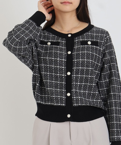 TRUDEA(トルディア)の「ツイードライクニットジャケット(カーディガン/ボレロ・レディース・ブラック/ホワイト・MEDIUM/LARGE)」の21枚目の写真