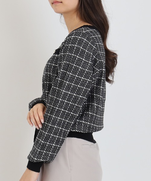 TRUDEA(トルディア)の「ツイードライクニットジャケット(カーディガン/ボレロ・レディース・ブラック/ホワイト・MEDIUM/LARGE)」の22枚目の写真