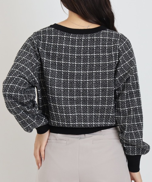 TRUDEA(トルディア)の「ツイードライクニットジャケット(カーディガン/ボレロ・レディース・ブラック/ホワイト・MEDIUM/LARGE)」の11枚目の写真