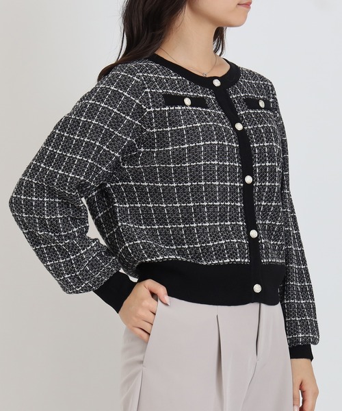 TRUDEA(トルディア)の「ツイードライクニットジャケット(カーディガン/ボレロ・レディース・ブラック/ホワイト・MEDIUM/LARGE)」の12枚目の写真