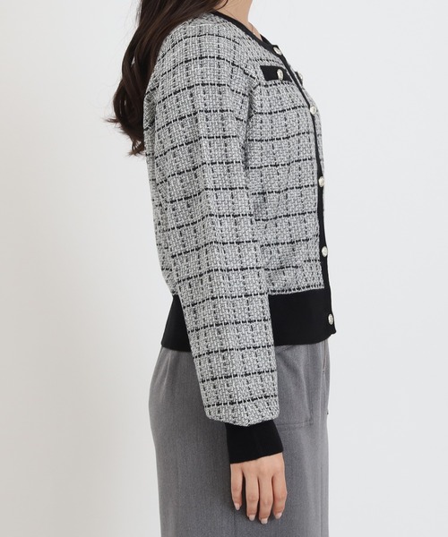 TRUDEA(トルディア)の「ツイードライクニットジャケット(カーディガン/ボレロ・レディース・ブラック/ホワイト・MEDIUM/LARGE)」の15枚目の写真