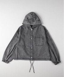 BACK NUMBER（バックナンバー）の「【BACK NUMBER】デニムフードシャツ (洗練デザイン / シンプルカジュアル / 女性らしさ)（シャツ/ブラウス）」