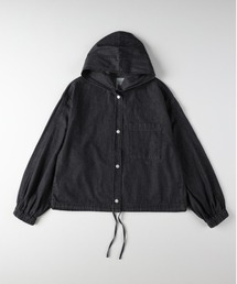 BACK NUMBER（バックナンバー）の「【BACK NUMBER】デニムフードシャツ (洗練デザイン / シンプルカジュアル / 女性らしさ)（シャツ/ブラウス）」