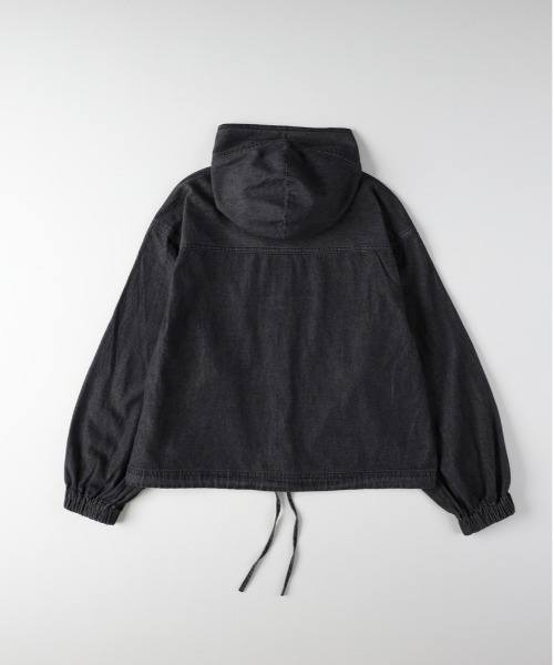 BACK NUMBER（バックナンバー）の「【BACK NUMBER】デニムフードシャツ (洗練デザイン / シンプルカジュアル / 女性らしさ)（シャツ/ブラウス・レディース・ブラック/グレー・M/L）」の4枚目の写真