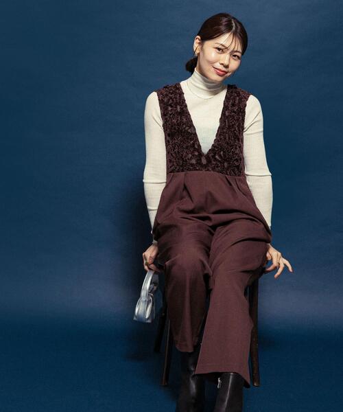 セール】F by ROSSO モールレース切替オールインワン（サロペット