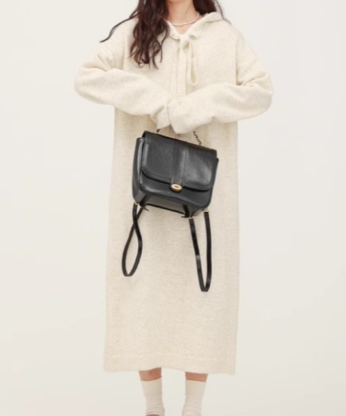 Teem Store(チームストア)の「フード付きニットワンピース(ワンピース・レディース・ブラック/アイボリー/グレー・F)」の12枚目の写真