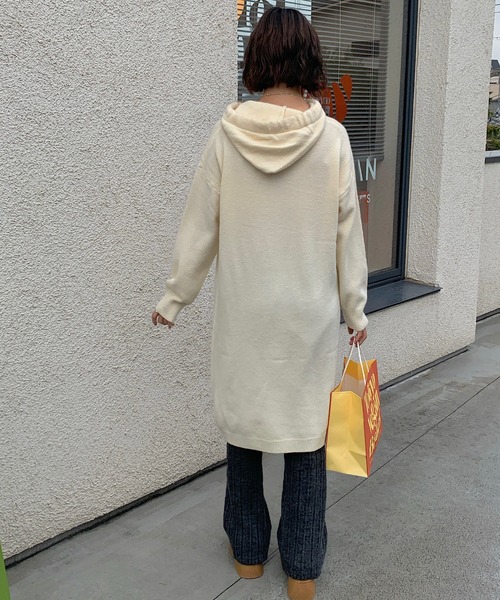 Teem Store(チームストア)の「フード付きニットワンピース(ワンピース・レディース・ブラック/アイボリー/グレー・F)」の20枚目の写真