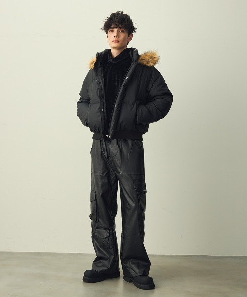 Shoowtime（ショウタイム）の「Eco Fur Hooded Short Puffer Jacket