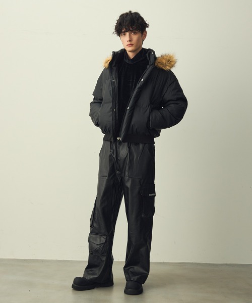 Shoowtime（ショウタイム）の「Eco Fur Hooded Short Puffer Jacket