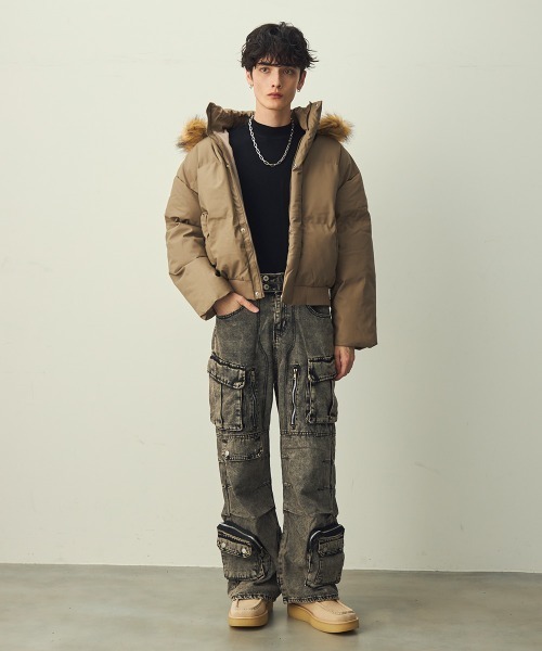 Shoowtime（ショウタイム）の「Eco Fur Hooded Short Puffer Jacket