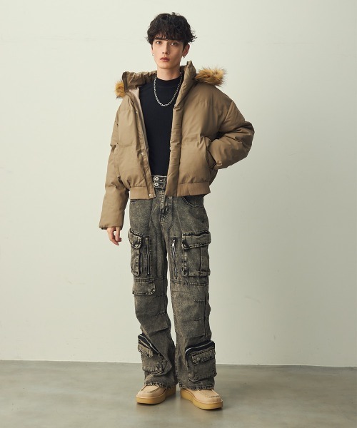 Shoowtime（ショウタイム）の「Eco Fur Hooded Short Puffer Jacket