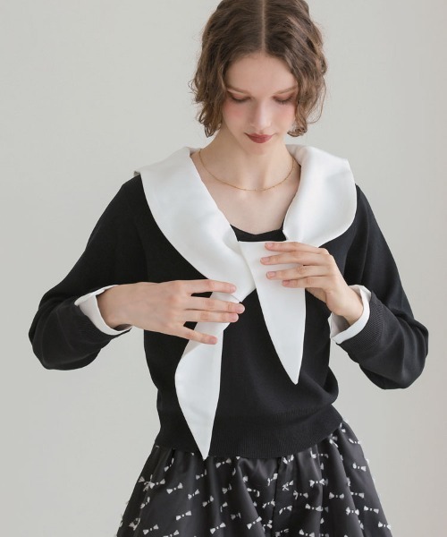 DONOBAN（ドノバン）の「セーラーカラーニット（ニット/セーター・レディース・ブラック/グレー・ONE）」の7枚目の写真