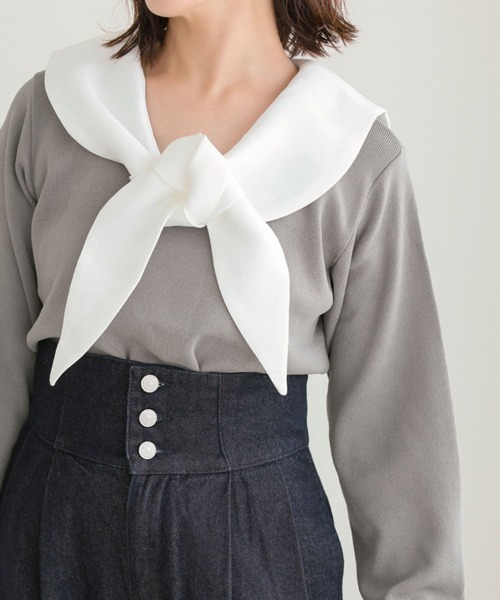 DONOBAN（ドノバン）の「セーラーカラーニット（ニット/セーター・レディース・ブラック/グレー・ONE）」の11枚目の写真