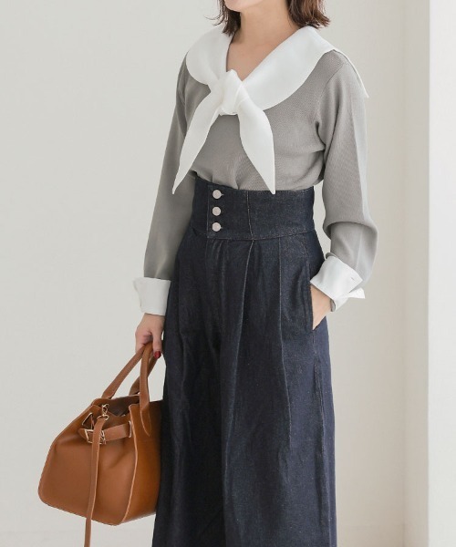 DONOBAN（ドノバン）の「セーラーカラーニット（ニット/セーター・レディース・ブラック/グレー・ONE）」の12枚目の写真