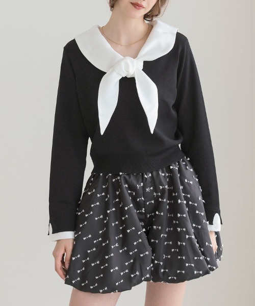 DONOBAN（ドノバン）の「セーラーカラーニット（ニット/セーター・レディース・ブラック/グレー・ONE）」の6枚目の写真