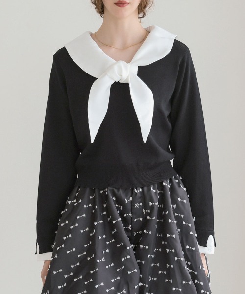 DONOBAN（ドノバン）の「セーラーカラーニット（ニット/セーター・レディース・ブラック/グレー・ONE）」の13枚目の写真