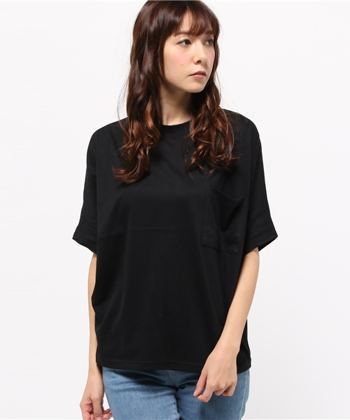 OUTLET（アウトレット）の「【Discoat Parisien】BIGドルマンポケ付P/O（Tシャツ/カットソー・レディース・オフホワイト/杢グレー/ブラック・LARGE/MEDIUM）」の2枚目の写真