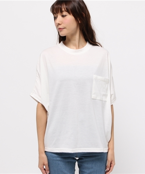 OUTLET（アウトレット）の「【Discoat Parisien】BIGドルマンポケ付P/O（Tシャツ/カットソー・レディース・オフホワイト/杢グレー/ブラック・LARGE/MEDIUM）」の8枚目の写真
