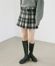 Heather | ベルト付きアソートプリーツミニスカート　608009(スカート)