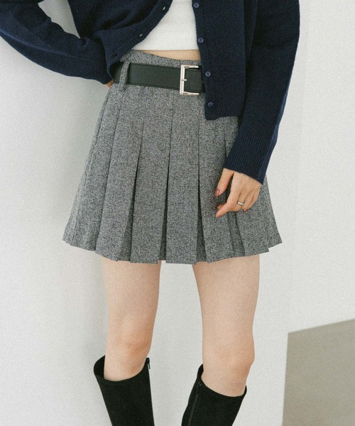 Heather（ヘザー）の「ベルト付きアソートプリーツミニスカート　608009（スカート・レディース・ブラック系その他/グレー/ブラック/ベージュ/グレー系/アイボリー/ベージュ系その他・S/M）」の4枚目の写真