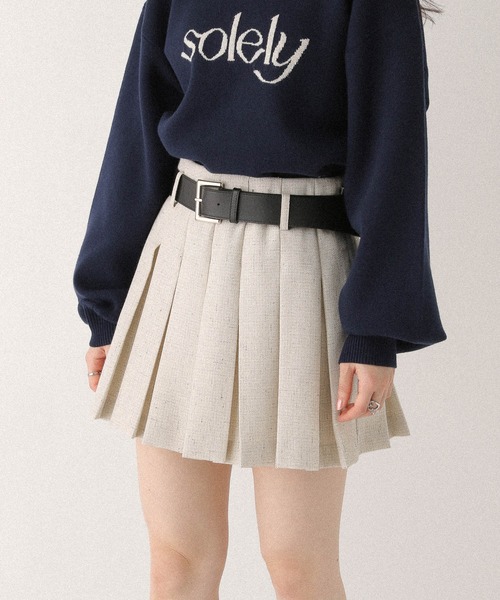 Heather（ヘザー）の「ベルト付きアソートプリーツミニスカート　608009（スカート・レディース・ブラック系その他/グレー/ブラック/ベージュ/グレー系/アイボリー/ベージュ系その他・S/M）」の2枚目の写真