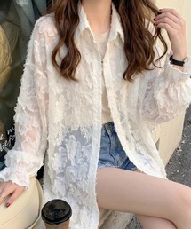 透かしフラワーシャツ