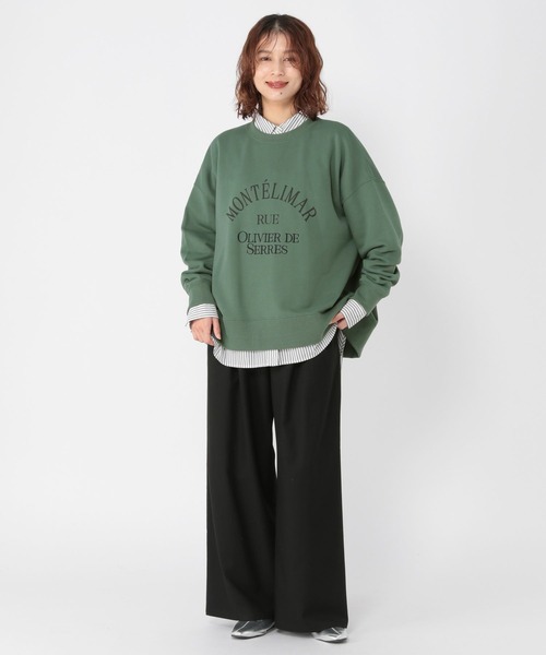 45R 裏毛のロゴスウェットシャツ 2 カーキ CROSS & STITCH トレーナー スウェット 「Cross＆Stitch」レギュラー