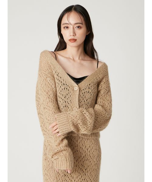 FRAY I.D（フレイアイディー）の「モヘアミックスラメニットカーディガン（カーディガン/ボレロ・レディース・ベージュ/ピンク/グレー・F）」の6枚目の写真