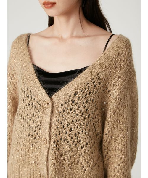 FRAY I.D（フレイアイディー）の「モヘアミックスラメニットカーディガン（カーディガン/ボレロ・レディース・ベージュ/ピンク/グレー・F）」の9枚目の写真