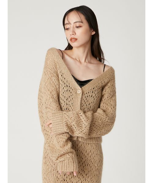 FRAY I.D（フレイアイディー）の「モヘアミックスラメニットカーディガン（カーディガン/ボレロ・レディース・ベージュ/ピンク/グレー・F）」の13枚目の写真