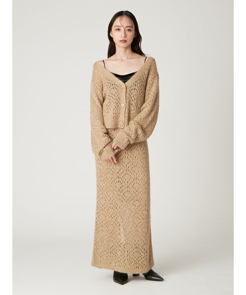 FRAY I.D（フレイアイディー）の「モヘアミックスラメニットカーディガン（カーディガン/ボレロ・レディース・ベージュ/ピンク/グレー・F）」の14枚目の写真