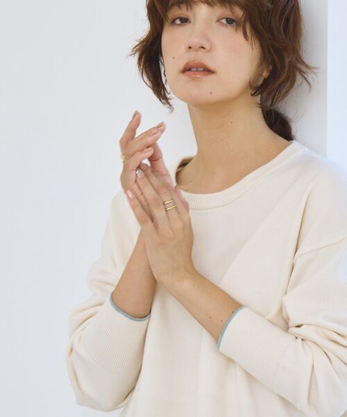 AMERICAN HOLIC（アメリカンホリック）の「<配色>バイパチクルーネックニットプルオーバー（ニット/セーター・レディース・ダークネイビー/グレー系その他/アイボリー/レッド/ライトブルー・L/M）」の7枚目の写真