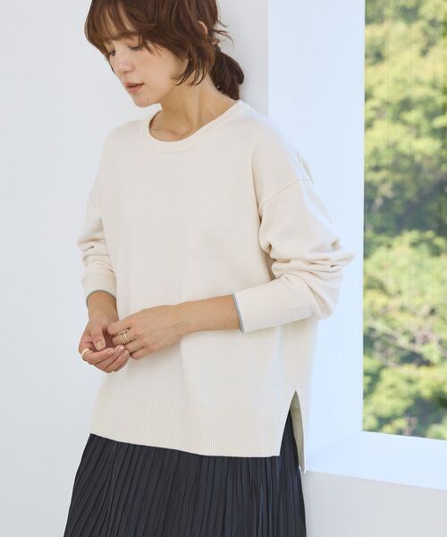 AMERICAN HOLIC（アメリカンホリック）の「<配色>バイパチクルーネックニットプルオーバー（ニット/セーター・レディース・ダークネイビー/グレー系その他/アイボリー/レッド/ライトブルー・L/M）」の10枚目の写真