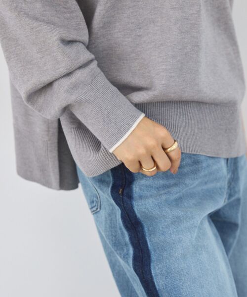 AMERICAN HOLIC（アメリカンホリック）の「<配色>バイパチクルーネックニットプルオーバー（ニット/セーター・レディース・ダークネイビー/グレー系その他/アイボリー/レッド/ライトブルー・L/M）」の18枚目の写真