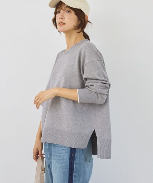 AMERICAN HOLIC（アメリカンホリック）の「<配色>バイパチクルーネックニットプルオーバー（ニット/セーター・レディース・ダークネイビー/グレー系その他/アイボリー/レッド/ライトブルー・L/M）」の19枚目の写真