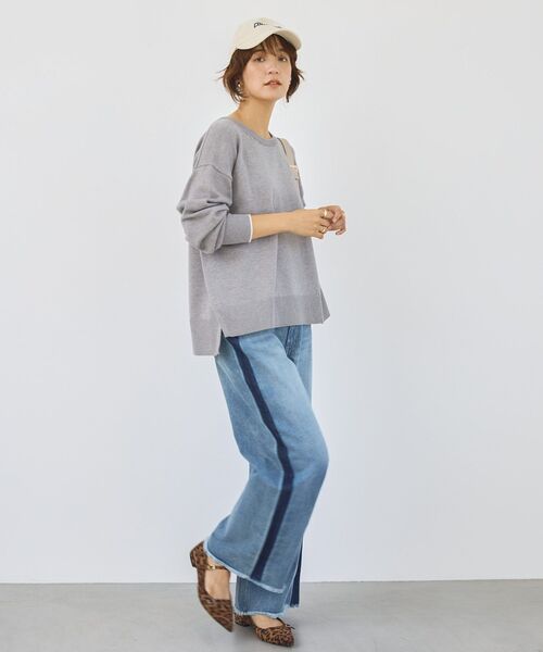 AMERICAN HOLIC（アメリカンホリック）の「<配色>バイパチクルーネックニットプルオーバー（ニット/セーター・レディース・ダークネイビー/グレー系その他/アイボリー/レッド/ライトブルー・L/M）」の21枚目の写真