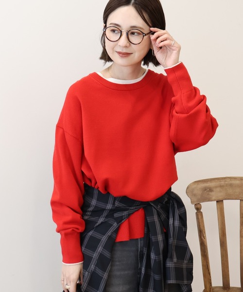 Mutimer 赤 クルーネックセーター Mutimer 赤 クルーネックセーター Mutimer 赤 クルーネックセーター