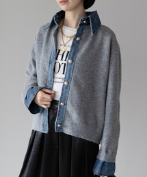 yuue' ( wear ) | デニム異素材ドッキング 襟付きニットカーディガン(カーディガン/ボレロ)