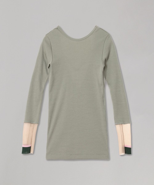 TOGA PULLA(トーガ プルラ)の「TOGA PULLA Tereko long sleeve Forget me nots SP fmn TP252-JK542(Tシャツ/カットソー・レディース・グリーン/ブラック・38/36)」の1枚目の写真