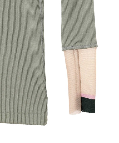 TOGA PULLA(トーガ プルラ)の「TOGA PULLA Tereko long sleeve Forget me nots SP fmn TP252-JK542(Tシャツ/カットソー・レディース・グリーン/ブラック・38/36)」の7枚目の写真