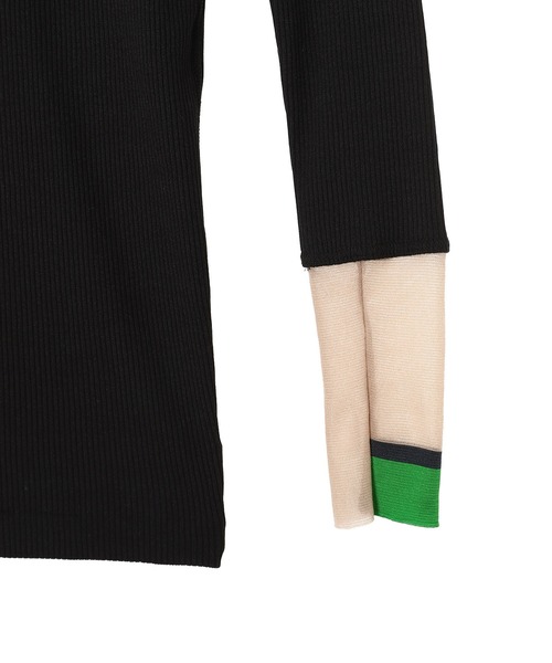 TOGA PULLA(トーガ プルラ)の「TOGA PULLA Tereko long sleeve Forget me nots SP fmn TP252-JK542(Tシャツ/カットソー・レディース・グリーン/ブラック・38/36)」の8枚目の写真