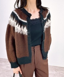 ノルディック柄ニット」に該当するカーディガン/ボレロ（ブラウン/茶色
