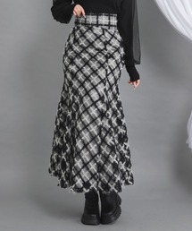 マーメイドスカート」に該当するスカート（チェック柄）ファッション