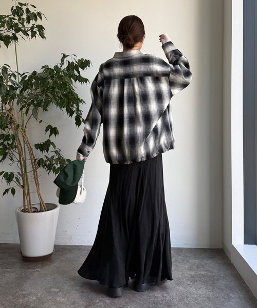 DouDou（ドゥドゥ）の「起毛チェックドロストシャツ（シャツ/ブラウス・レディース・ブラック/ベージュ・FREE）」の11枚目の写真