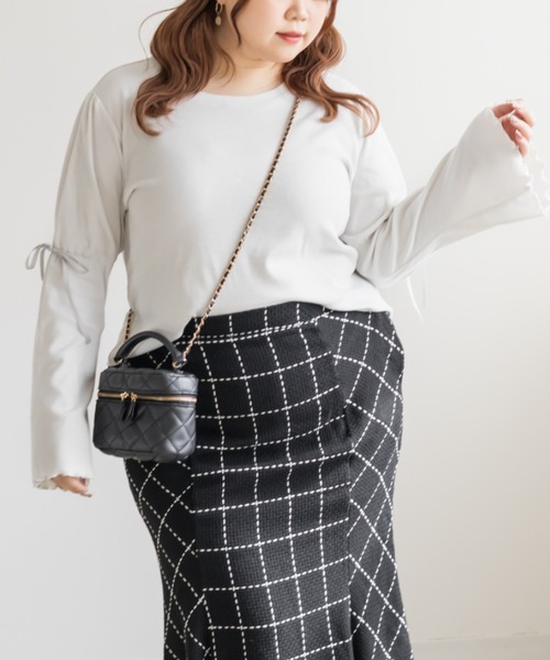 CLETTE(クレット)の「CLETTEオリジナル袖リボンリブカットソー(Tシャツ/カットソー・レディース・ブラック/オフホワイト/グレー・LL/3L/4L)」の17枚目の写真