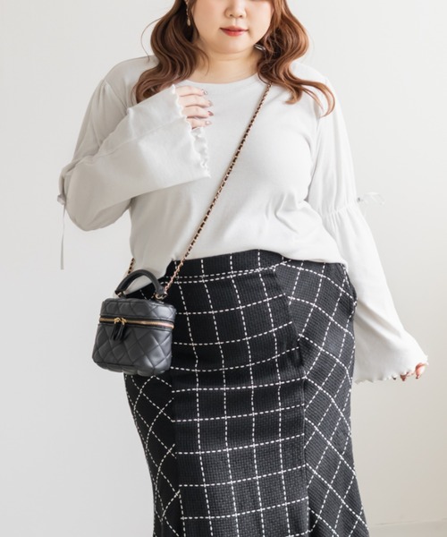 CLETTE(クレット)の「CLETTEオリジナル袖リボンリブカットソー(Tシャツ/カットソー・レディース・ブラック/オフホワイト/グレー・LL/3L/4L)」の18枚目の写真