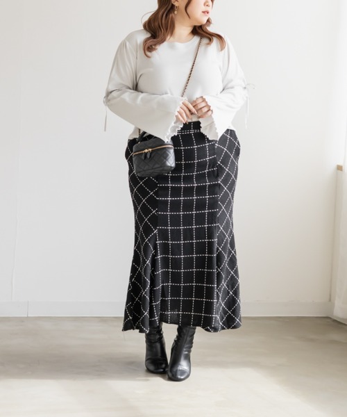 CLETTE(クレット)の「CLETTEオリジナル袖リボンリブカットソー(Tシャツ/カットソー・レディース・ブラック/オフホワイト/グレー・LL/3L/4L)」の19枚目の写真