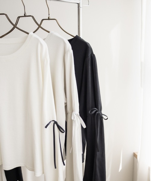 CLETTE(クレット)の「CLETTEオリジナル袖リボンリブカットソー(Tシャツ/カットソー・レディース・ブラック/オフホワイト/グレー・LL/3L/4L)」の16枚目の写真