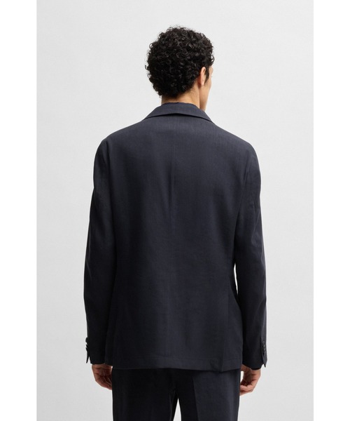 BOSS(ボス)の「モダンフィット スーツジャケット ストレッチリネンブレンド(テーラードジャケット・メンズ・ダークブルー・52/46/56/44/48/50/54)」の4枚目の写真