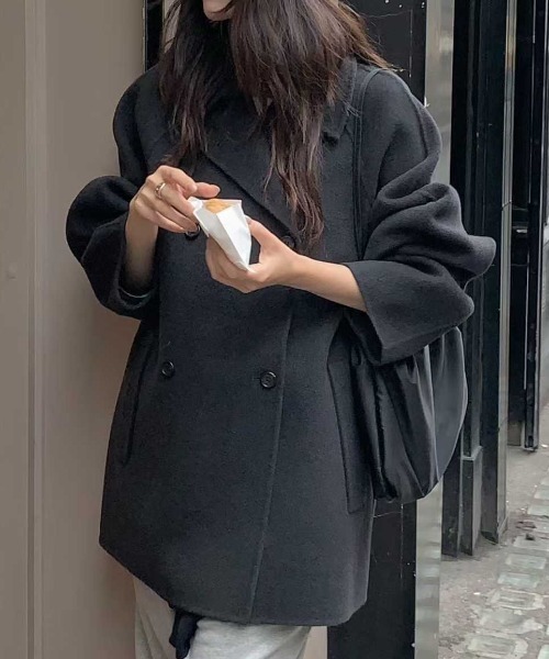Aelina（エリナ）の「襟付きピーコート（ピーコート・レディース・ダークグレー/ブラック・FREE）」の20枚目の写真